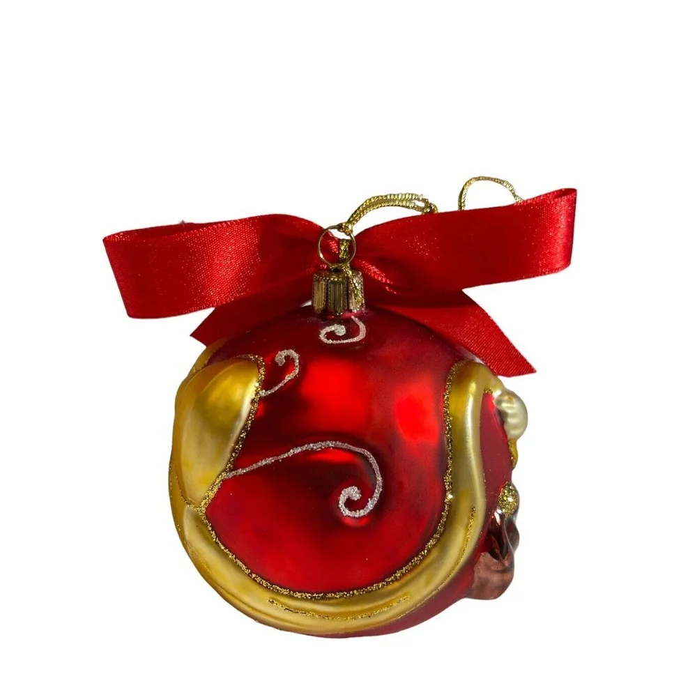 LENOX Yuletide Treasures Santa’s Family Tree Xmas Ornament- Elf With Bow In Box
